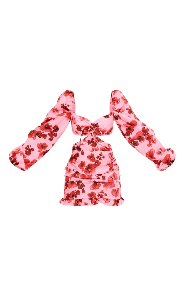 Robe Droite Fleurie Rose à Dos Découpé 7 Robe Droite Fleurie Rose à Dos Découpé – Image 5