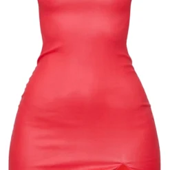 Robe Courte En Jean Enduit Rouge à Ourlet Fendu -Jolie Vêtue Soldes Magasin c0a56966208cd04083e4155ea146269881bf1d55 cnb1718 5