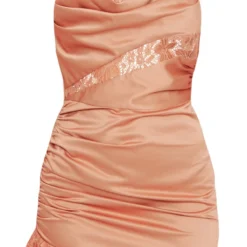 Robe Moulante Argile Satinée Lacée à Volants Et Col Bénitier -Jolie Vêtue Soldes Magasin c1188068536e6833ed01224e6b4e14e48c7dc9c6 cnd0352 5