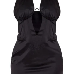 Robe Moulante Satinée Noire à Corset Armatures Et Col Montant -Jolie Vêtue Soldes Magasin c13352d82a0f766ee74d02f9334fb74a8a4f656f cnc7782 5