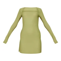 Robe Moulante Vert Olive à Col Carré Et Manches Longues -Jolie Vêtue Soldes Magasin c165711ab7260355cb394aea32d62b80ed94d5f9 cnd1260 5