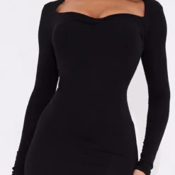 Robe Mi-longue Noire En Jersey à Noeud Sous Le Buste -Jolie Vêtue Soldes Magasin c17f52629c80404fd52d863fce48dc07dd108288 cnc9056 4