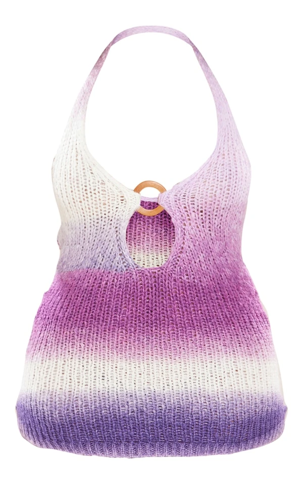 Shape Robe Moulante En Maille Tricot Décolletée Lilas Ombré à Détail Anneau 7 Shape Robe Moulante En Maille Tricot Décolletée Lilas Ombré à Détail Anneau – Image 5