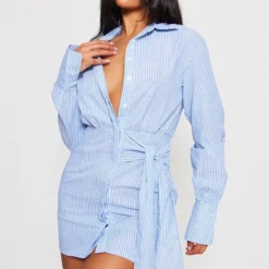 Robe Chemise Rayée Bleu Clair à Boutons Et Noeud -Jolie Vêtue Soldes Magasin c1a1a941d31cc3572cd3bb4b2e0cf00541142e34 cnc8287 1