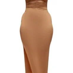 Shape Robe Longue Camel Moulante Sans Manches à Buste Froncé -Jolie Vêtue Soldes Magasin c1e92bfc974304cb9fff6911b93fa7aa261ae683 cnd5148 5