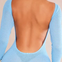 Shape Robe Texturée Bleu Vif à Dos Ouvert Et Manches Longues -Jolie Vêtue Soldes Magasin c1f68b08c913d1f960de2ea5a735186655dc20f2 cne3699 4