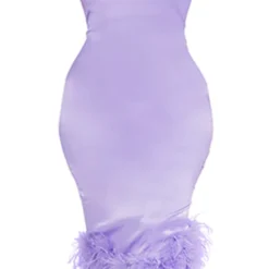 Plus Robe Mi-longue Asymétrique Satinée Lilas à Bordure De Plumes 11 Plus Robe Mi-longue Asymétrique Satinée Lilas à Bordure De Plumes -Jolie Vêtue Soldes Magasin c20adff1ca5bc02264c9339e763f969439885f7f cnc9722 5