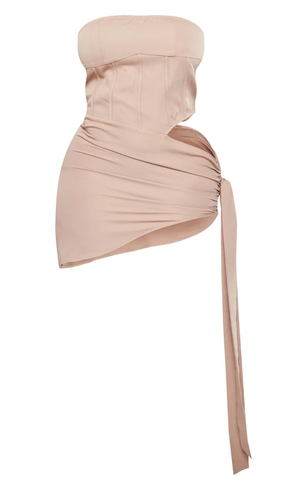 Shape Robe Moulante Corset En Maille Taupe à Côté Noué 7 Shape Robe Moulante Corset En Maille Taupe à Côté Noué – Image 5