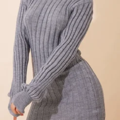 Robe Pull à Col Roulé Et Maille Tricot Côtelée Grise -Jolie Vêtue Soldes Magasin c2386dac212c10e42590f330beb6e1c98c473b62 cmu0220 5