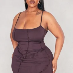 Plus Robe Moulante Taupe à Détail Coutures -Jolie Vêtue Soldes Magasin c268664a3736429a15cf64e9f891bd7da12c7896 cnd2492 3