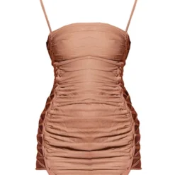 Robe Moulante Taupe Effet Lin Lacée Sur Le Côté -Jolie Vêtue Soldes Magasin c2c1a3abfd6b3762b5b0d327ecc88200ac80350e cne0990 5