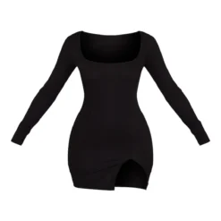 Petite Robe Côtelée Noire à Manches Longues Et Fente -Jolie Vêtue Soldes Magasin c30ad9a3992c3e47906e093c47de1f52a8c9f686 cmw5878 6