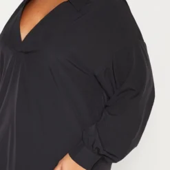 Plus Robe Chemise Droite Noire à Col En V -Jolie Vêtue Soldes Magasin c36004fdde7f67c6386b5e423ba1813a19c326d4 cmg0802 5