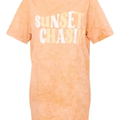 Robe T-shirt Rouille Effet Javélisé à Slogan Sunset Chasin Imprimé -Jolie Vêtue Soldes Magasin c3d651dceefcfbfca16931871c8cde8d7f469835 cne8943 5