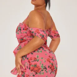 Plus Robe Moulante Rose Fleurie à Fronces -Jolie Vêtue Soldes Magasin c3f66353870a8d29f36aedafba7740ac0f1bb1be cne0713 2