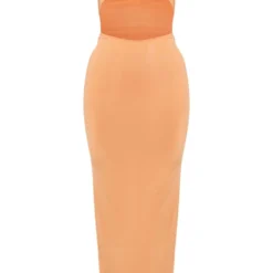 Robe Longue Moulante Orange Découpée à La Taille Sans Manches -Jolie Vêtue Soldes Magasin c45b4769c96617e5934f69b50865d498c6c392fe cne1459 5