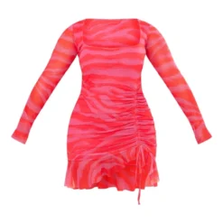 Shape Robe Moulante Imprimé Animal Rose En Mesh Manches Longues Froncée Sur Le Côté à Ourlet Volanté -Jolie Vêtue Soldes Magasin c53baf1bbf5987872760dab2cdefbd6835b1ae6d cne3054 5