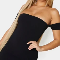 Robe Mi-longue Noire à Fente Sur Le Côté Et Manchettes -Jolie Vêtue Soldes Magasin c540ba38aa08fcd677c945bd5609f83e601adfc3 cmh3775 5