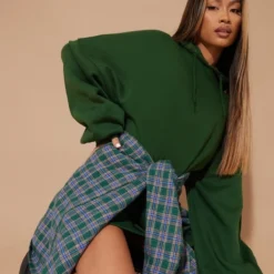 Robe Pull Oversize En Sweat Vert Forêt à Capuche -Jolie Vêtue Soldes Magasin c5624355e4c3472da2a65487438371544cc8a68f cmv4109 4