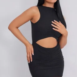 Robe Moulante Côtelée Froncée Noire à Taille Découpée 9 Robe Moulante Côtelée Froncée Noire à Taille Découpée -Jolie Vêtue Soldes Magasin c5a7203365b8b9689dbd4dab91f86970f7e6dd3e cmz0596 4