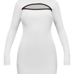 Robe Moulante Côtelée Crème à Découpe Et Manches Longues -Jolie Vêtue Soldes Magasin c5a98269ed3c2c8ea30364996192299f5eff777d cnd1340 5