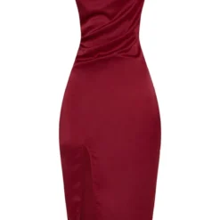 Robe Mi-longue Satinée Bordeaux à Col Bénitier -Jolie Vêtue Soldes Magasin c5b7d6ef2bc55a3c8d407071354fd66202700cd5 CLZ1361 3