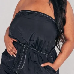 Plus Robe Mi-longue Bustier En Nylon Noir à Détail Coutures -Jolie Vêtue Soldes Magasin c5c0d819f08d06af526ba10a295c1b7e4b63aca8 cnc7378 4