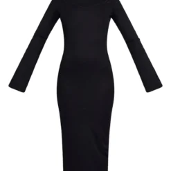 Tall Robe Longue Côtelée Noire -Jolie Vêtue Soldes Magasin c60662ede8939a9c56eb16c3f112224e4e839d4f cnc4059 5