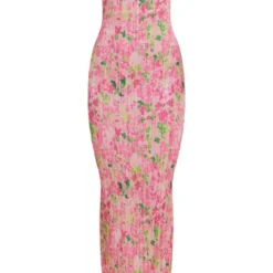 Robe Longue Plissée à Imprimé Abstrait Fleuri Rose Et Bretelles -Jolie Vêtue Soldes Magasin c6663e5a42200f6ccd46018bb44d340a0e3e95b9 cnd7607 5