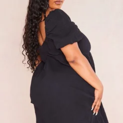 Plus Robe Droite En Effet Lin Texturé Noir à Manches Bouffantes 8 Plus Robe Droite En Effet Lin Texturé Noir à Manches Bouffantes -Jolie Vêtue Soldes Magasin c6f8d43de4606a94ec5138176034bd443d6ee174 cne4074 2