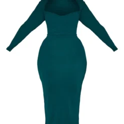 Plus Robe Mi-longue Vert émeraude à Col Coeur Et Manches Longues -Jolie Vêtue Soldes Magasin c6fdbaafd78cb91e2fece9e5a0d31c9f7c56929d cnc5158 5