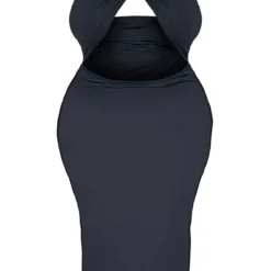 Plus Robe Mi-longue Noire Découpée à Dos Nu -Jolie Vêtue Soldes Magasin c75fca4651e6df2d151857f455cecd9320e58277 cnd2486 5