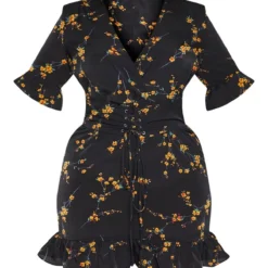 Plus Robe Fluide Noire à Imprimé Floral Et Corset -Jolie Vêtue Soldes Magasin c7a5125a0a16dbcf2536723322d6b01d4a5ad39e cmf1373 3