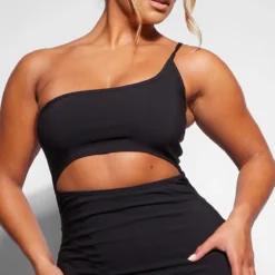 Shape Robe Mi-longue Asymétrique Noire Stretch Tissée Découpée -Jolie Vêtue Soldes Magasin c7a642fee3344032d208f4effb03d6223d347d9b cnb2801 4