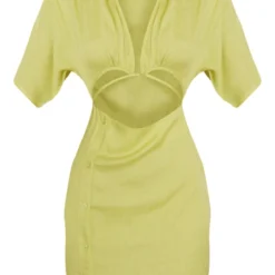 Robe Chemise Effet Lin Vert Découpée à La Taille Et Jupe Boutonnée -Jolie Vêtue Soldes Magasin c7b0ec9517f1f5d62df205a279de0a0e9788d6d3 cnd4051 5
