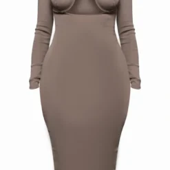 Shape Robe Mi-longue Bandage Taupe à Détail Bonnet -Jolie Vêtue Soldes Magasin c7f1c14d1b38a7497a8b439c25aa800a7ea1f4dd cnc4670 5