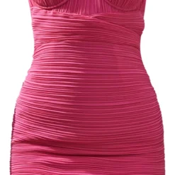 Robe-bustier Moulante Rose Vif Drapée Plissée à Armatures -Jolie Vêtue Soldes Magasin c8030480e482f65f5d3a0494eba5a824776449c5 cne1402 5