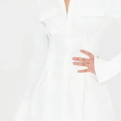 Tall Robe Chemise Cintrée Blanche à Poches Cargo -Jolie Vêtue Soldes Magasin c8736a732b9751c8de3efbb9bf39df8d499b0537 cmq3328 4