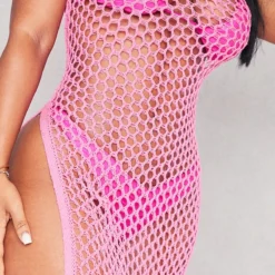 Shape Robe Longue Fendue Sur Les Côtés En Maille Crochet Rose Vif -Jolie Vêtue Soldes Magasin c8875f2efc90377e8c4526bcda87dfdfa90f7649 cnd5175 4