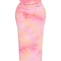 Plus Robe Longue Imprimé Tie & Dye Rose à Corset Et Détail Drapé -Jolie Vêtue Soldes Magasin c8a58f2db5d8dc962a4ac902aeae5cce6617c9a0 cnd5030 5
