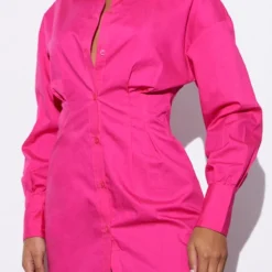 Renew Robe Chemise Rose Ajustée à La Taille à Manches Longues -Jolie Vêtue Soldes Magasin c8c648e4af29c104f3ce9d1d2cde3ec80700908e cmt6018 5