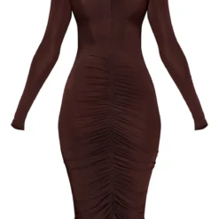 Robe Moulante Longue Froncée Marron Chocolat à Manches Longues -Jolie Vêtue Soldes Magasin c8da472e65935bc88748e14d488b0effbc1a19c6 cmv9163 6