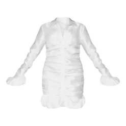 Plus Robe Chemise Blanche Satinée à Devant Froncé Et Ourlet Volanté -Jolie Vêtue Soldes Magasin c8dff8f8f095f62d37ceb6253da2e859605025c0 cnc5700 5