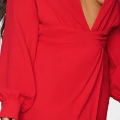 Plus Robe Texturée Rouge Portefeuille à Décolleté Plongeant 10 Plus Robe Texturée Rouge Portefeuille à Décolleté Plongeant -Jolie Vêtue Soldes Magasin c93e4061653ff25a738faadc18c5b4be89859151 cmt2538 5