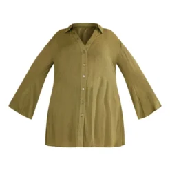 Plus Robe Chemise Crêpée Vert Olive -Jolie Vêtue Soldes Magasin c9c6151afdfe0d90f62bcd71458fb330cfc7f2bb cnd4914 5
