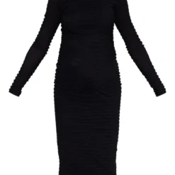 Maternité Robe De Grossesse Mi-longue Froncée Noire à Manches Longues -Jolie Vêtue Soldes Magasin ca3a9d2e2cd2b152c0855187db521d2389afea17 cnd0103 5