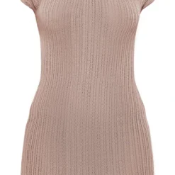 Robe Moulante Dos Nu Taupe En Maille Côtelée Texturée à Mancherons -Jolie Vêtue Soldes Magasin ca41273480da63c226606c3f4f380c45c10bf4fe cnd8870 5