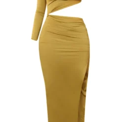 Shape Robe Asymétrique Moulante Longue Vert Olive à Côté Découpé -Jolie Vêtue Soldes Magasin cb0713898e0a299e7d471d93ac1e36ddb46e78ef cna6052 5