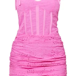 Robe Moulante En Broderie Rose Bonbon Froncée à Corset -Jolie Vêtue Soldes Magasin cb2a87e9d305d70051ba3bb8073e2bd1aaf28d7b cne8503 5