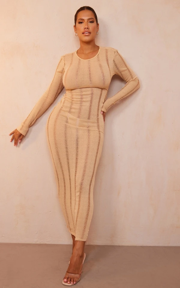 Shape Robe Mi-longue En Maille Tricot Ajourée Gris Pierre à Dos Ouvert 5 Shape Robe Mi-longue En Maille Tricot Ajourée Gris Pierre à Dos Ouvert – Image 3